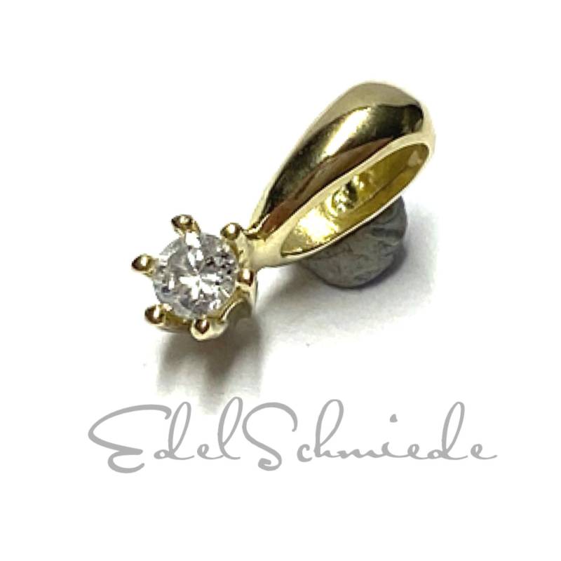 Brillant Anhänger 0, 10Ct Wp1 585/ - Gelbgold Solitäranhänger von EdelSchmiede925