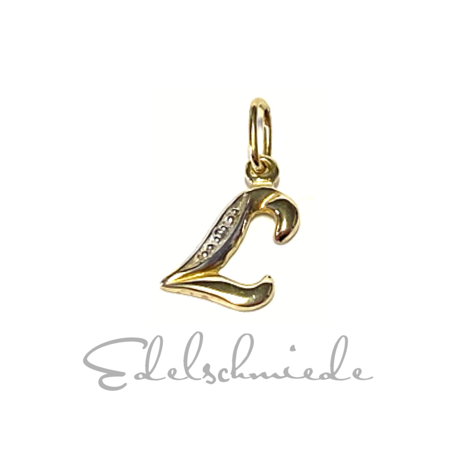 Buchstabenanhänger "L" 333/ - Gold Bicolor Brillant 0, 005Ct Dezent Fein Edel Anhänger Kettenanhänger von EdelSchmiede925
