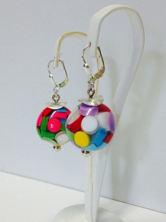 Bunte Ohrhänger Aus Acrylperlen, Gefert. in 925/ von EdelSchmiede925