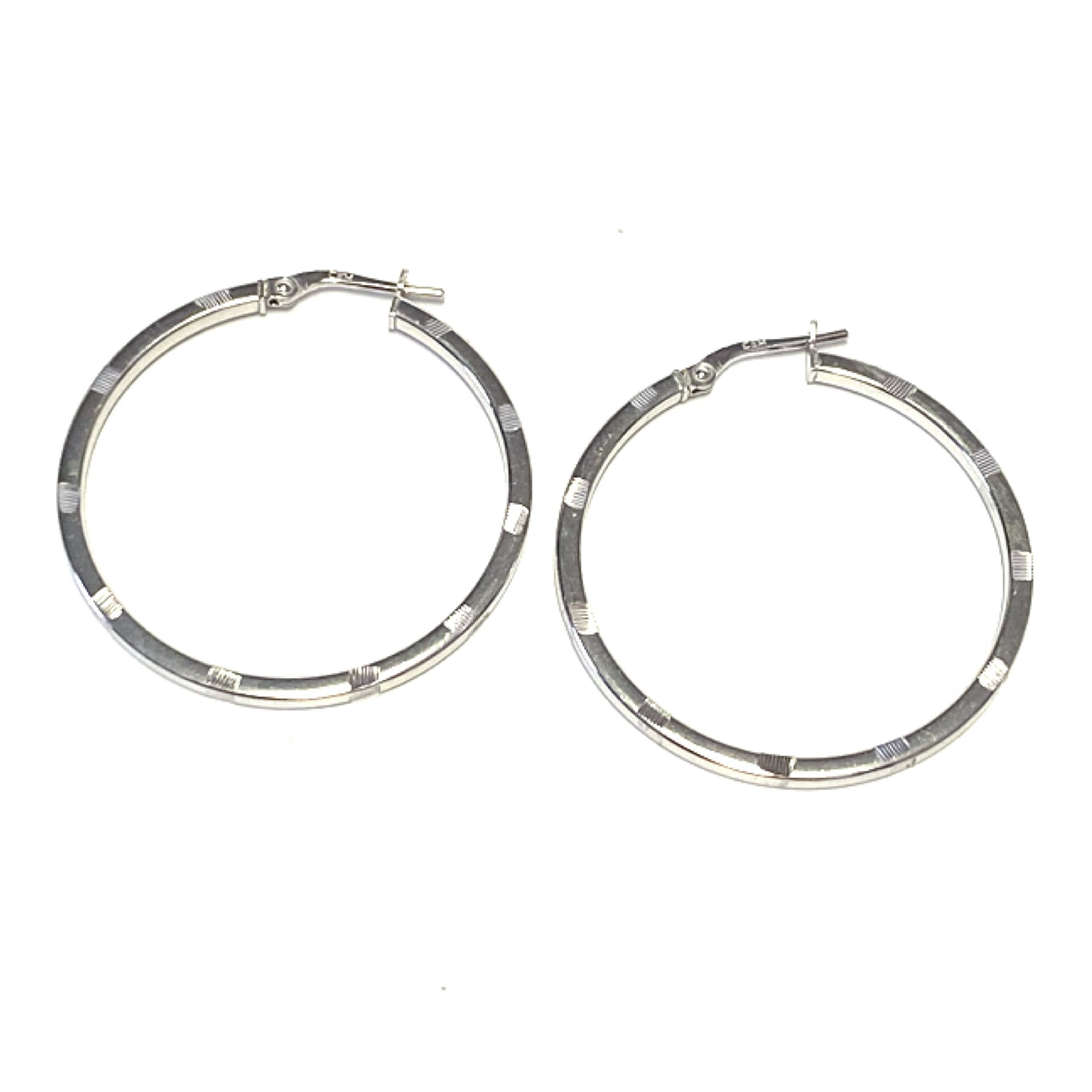 Creole 925 Silber Poliert Rhod 35mm Bügelcreole Glatt von EdelSchmiede925