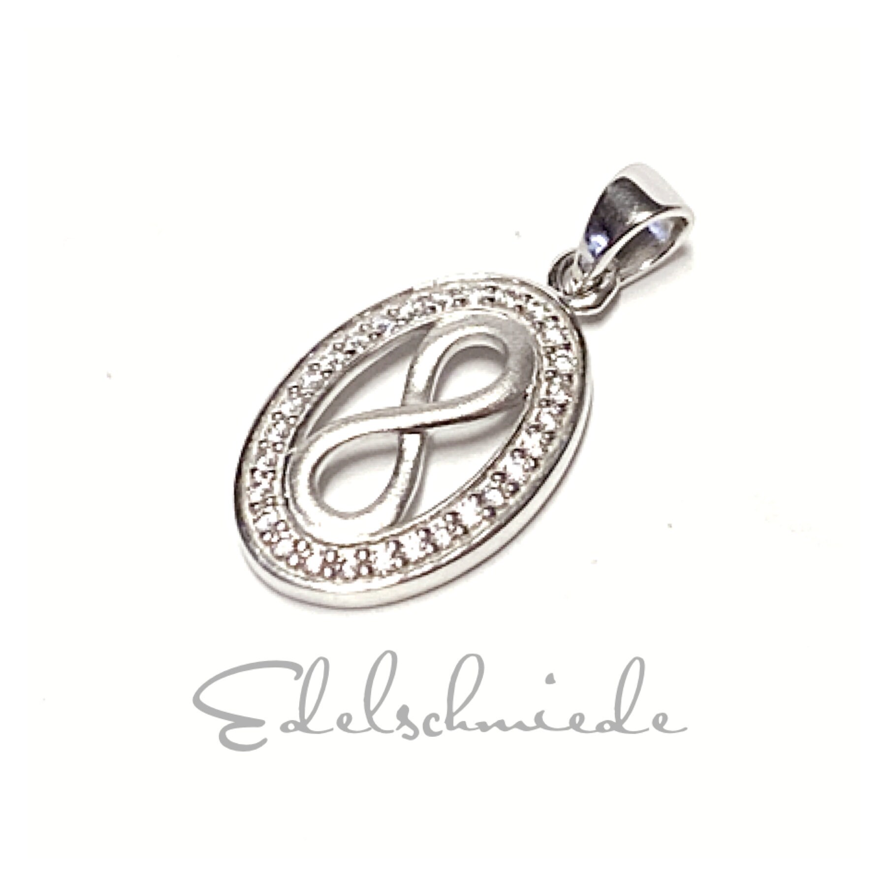Edler Kettenanhänger Unendlichkeitsacht in 925/ - Sterling Silber Rhod Mit Zirkonia von EdelSchmiede925