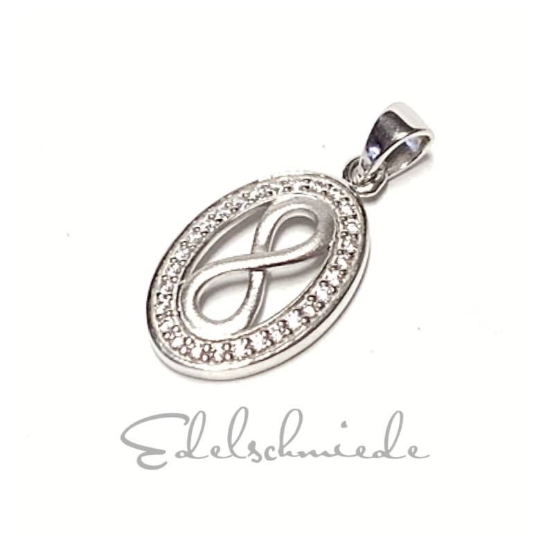 Edler Kettenanhänger Unendlichkeitsacht in 925/ - Sterling Silber Rhod Mit Zirkonia von EdelSchmiede925