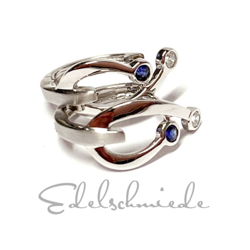 Elegante Creolen in 333/ - Weißgold + Zirkonia Und Safir von EdelSchmiede925