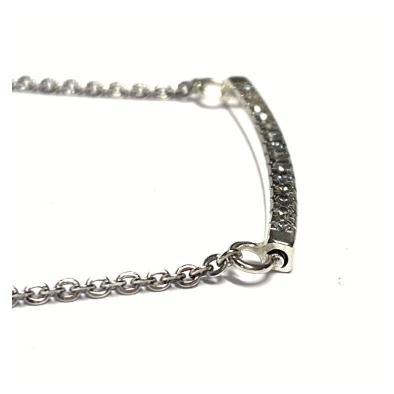 Gerader Steg + Zirk Ausgefasst 925 Silber Collier Klassiker 48-52cm von EdelSchmiede925