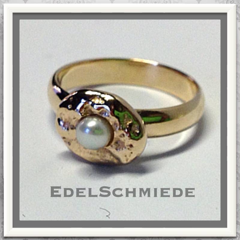 Goldring Nugget Massiv Kleine Perle Grau 333/ - #55 Unikatschmuck Einzelstück #54 von EdelSchmiede925