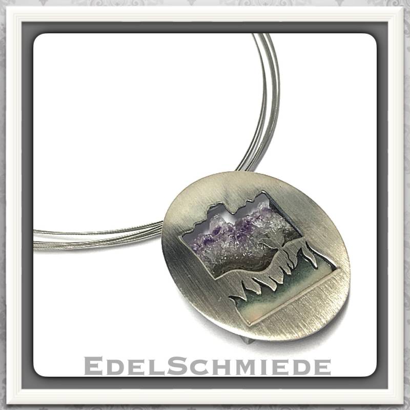 Halsreif Mit Quarz Anhänger | Amethyst 925 Silber von EdelSchmiede925