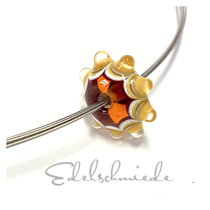 Handgefertigte Glasperle Herbstfarben Auf Stahlseil Reif 5 Reihig 42 cm von EdelSchmiede925
