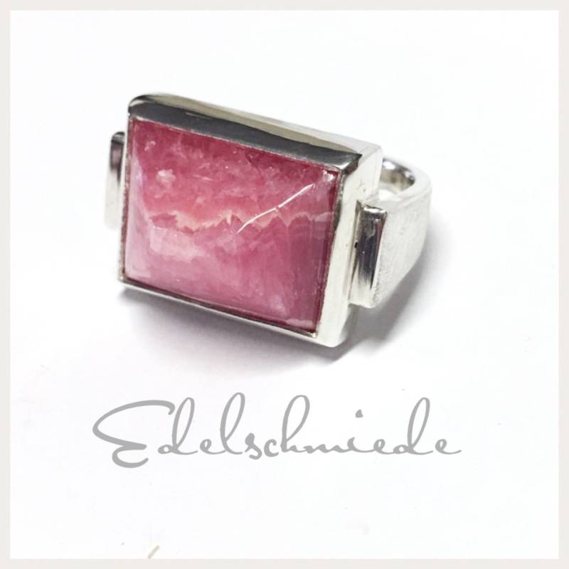 Handgefertigter Silberring 925/ - Mit Rhodochrosit Cabochon #56 von EdelSchmiede925