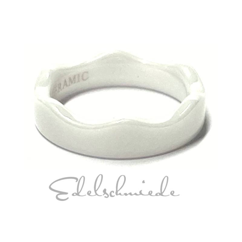 Keramik Ring Weiß 5mm Gewellt Bandring Ehering Vorsteckring #56 von EdelSchmiede925