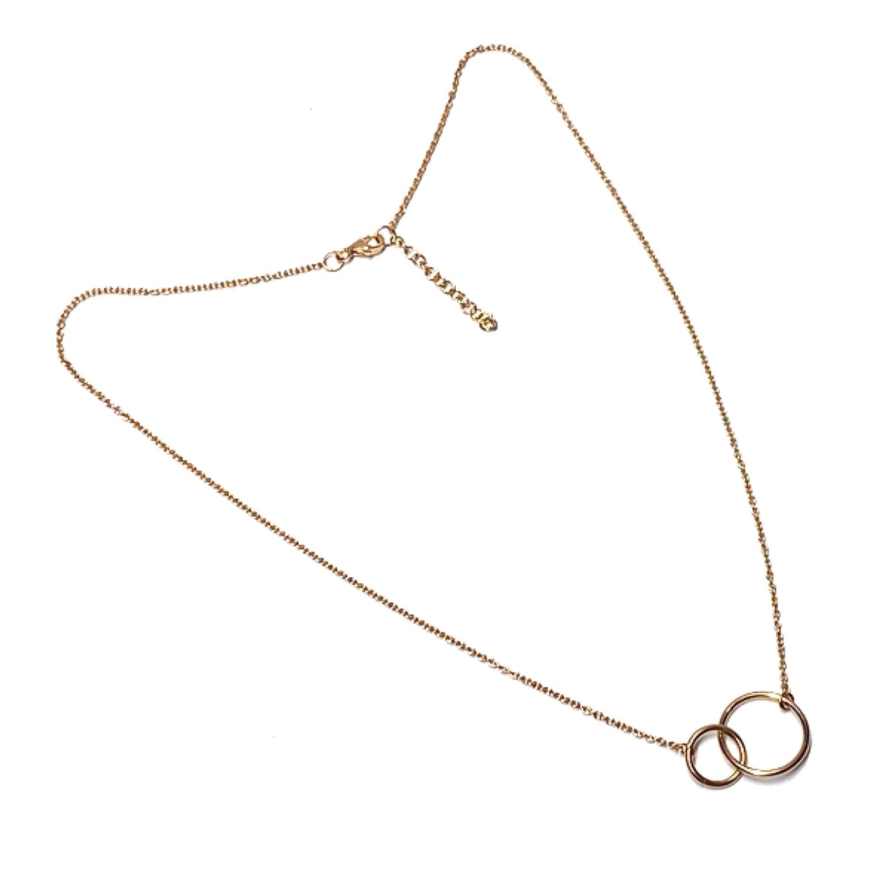 Kette 2 Ringe Beweglich 925 Silber Rotvergoldet Zart Collier 41-44cm von EdelSchmiede925