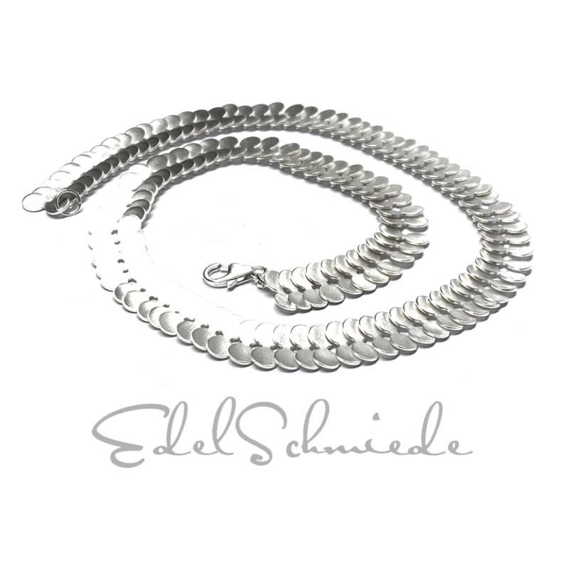 Kette 925/ - Silber Matt Kreise Umlaufend Collier Bewegliche Elemente Brautschmuck Silbercollier 43cm von EdelSchmiede925