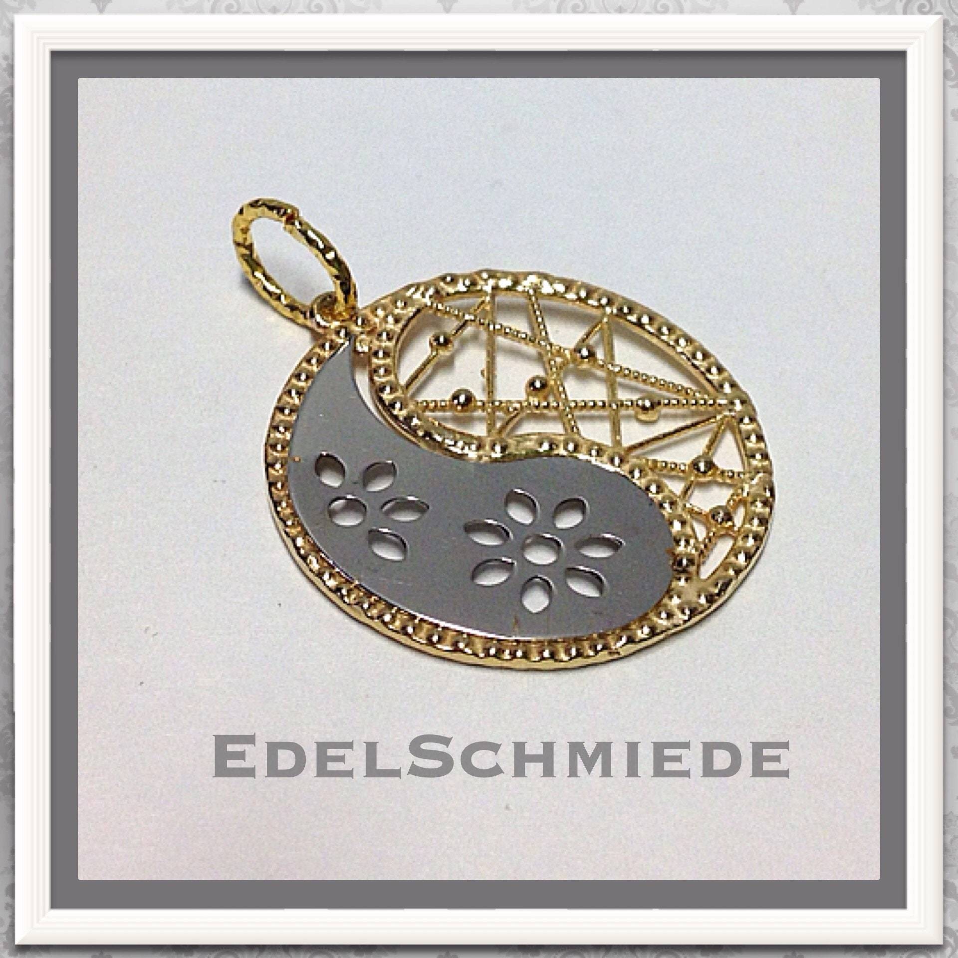 Kettenanhänger 925 Teilweise Vergoldet Blume von EdelSchmiede925