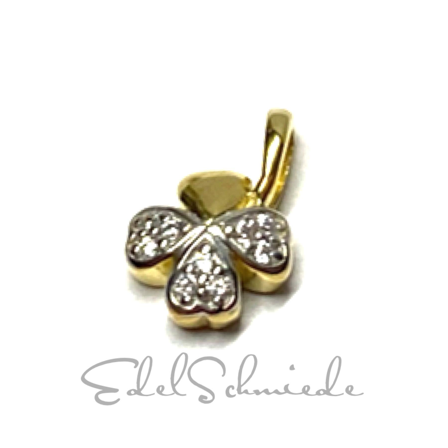 Kleeblatt Gold Anhänger 333/ - Gg Zirkonia Poliert Filigran Kettenanhänger von EdelSchmiede925