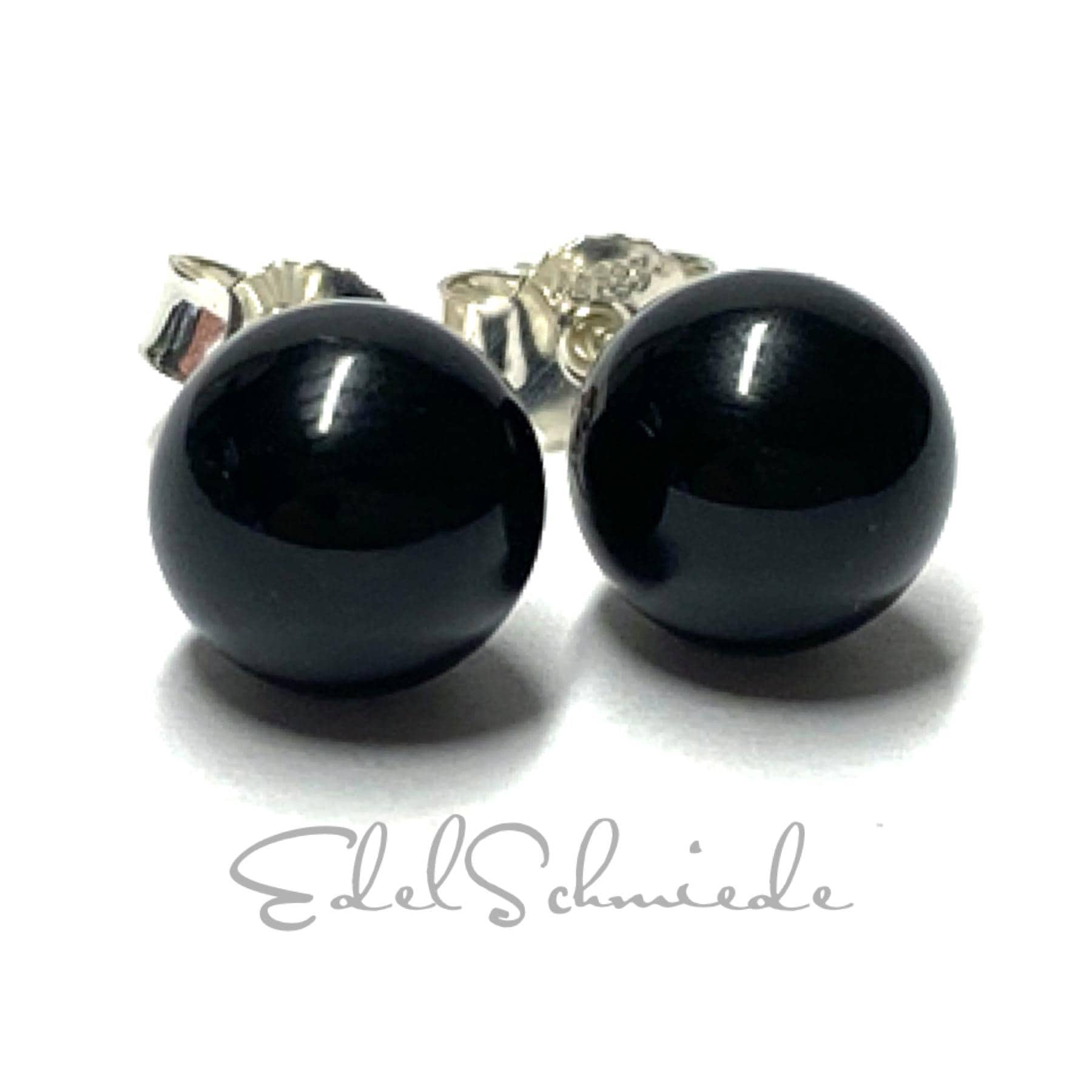 Kugelohrstecker Silber 925 Onyx Schwarz 8mm Ohrring von EdelSchmiede925