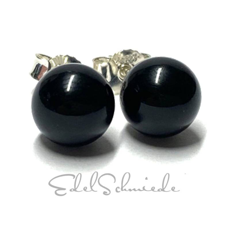 Kugelohrstecker Silber 925 Onyx Schwarz 8mm Ohrring von EdelSchmiede925