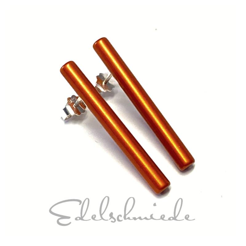 Moderne Ohrstecker in Eloxiertem Aluminium Mit 925/- Silber Stift - Orange von EdelSchmiede925