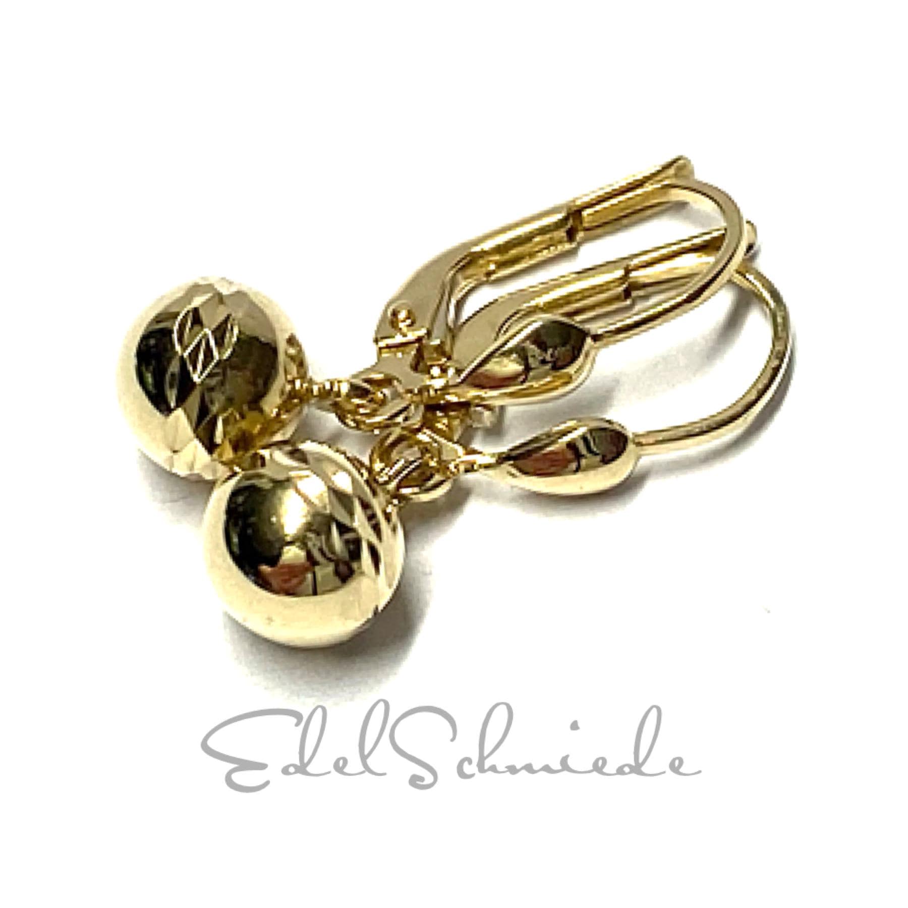 Ohrbrisuren 585/ - Gold Kugel Diamantiert 7mm Ohrring von EdelSchmiede925