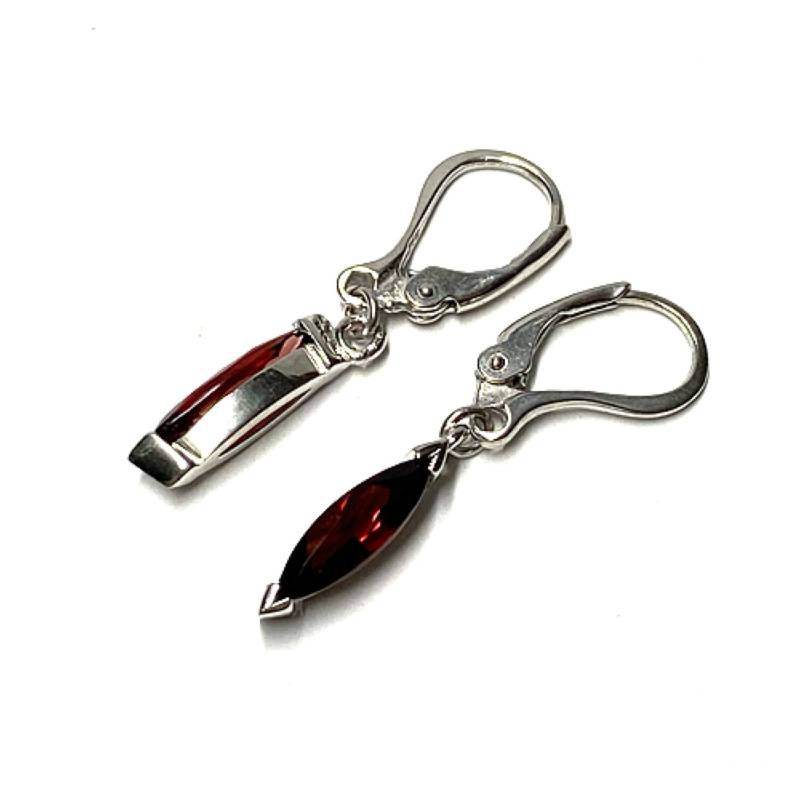 Ohrhänger 925 Silber Rhodiniert Granat Navette Facettiert Ohrring von EdelSchmiede925