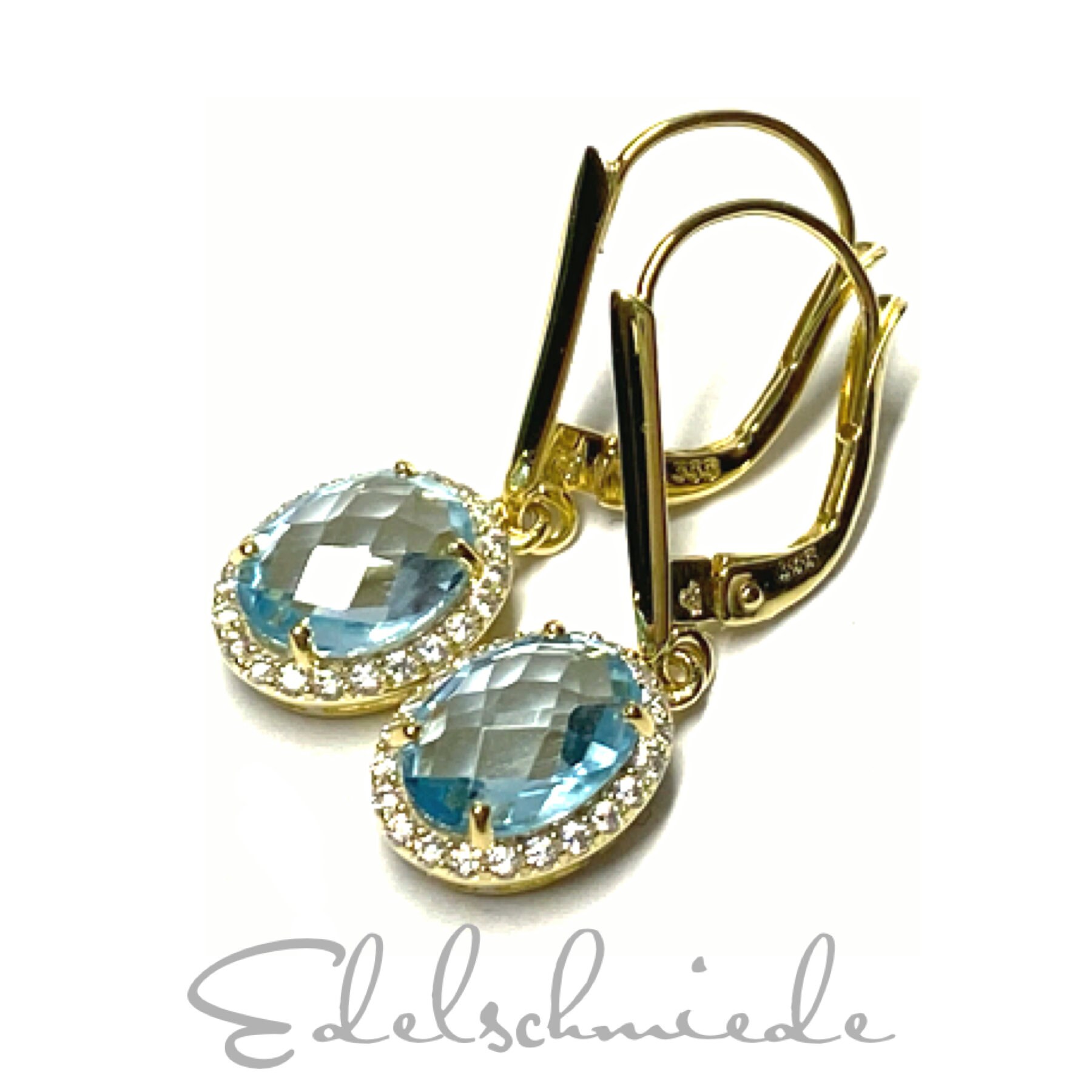 Ohrring 333/ - Gg Blautopas + Zirkonia Ohrhänger Klassiker von EdelSchmiede925