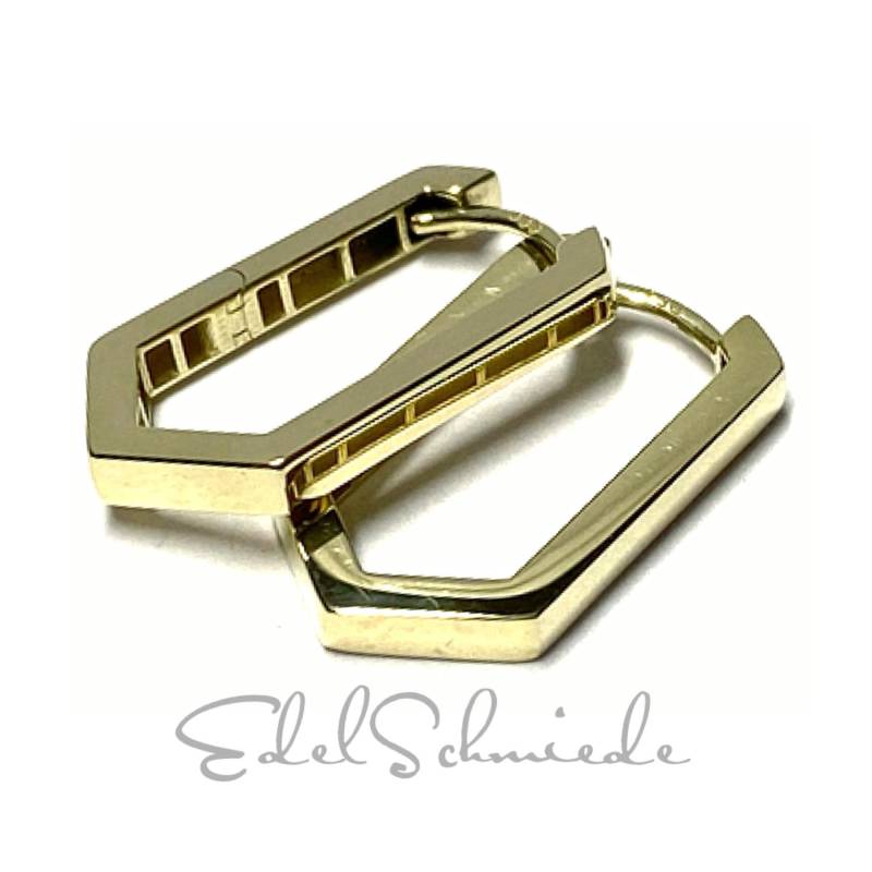 Ohrring 333 Gold Glanz Moderne Form Scharniercreole Creole Eckig von EdelSchmiede925