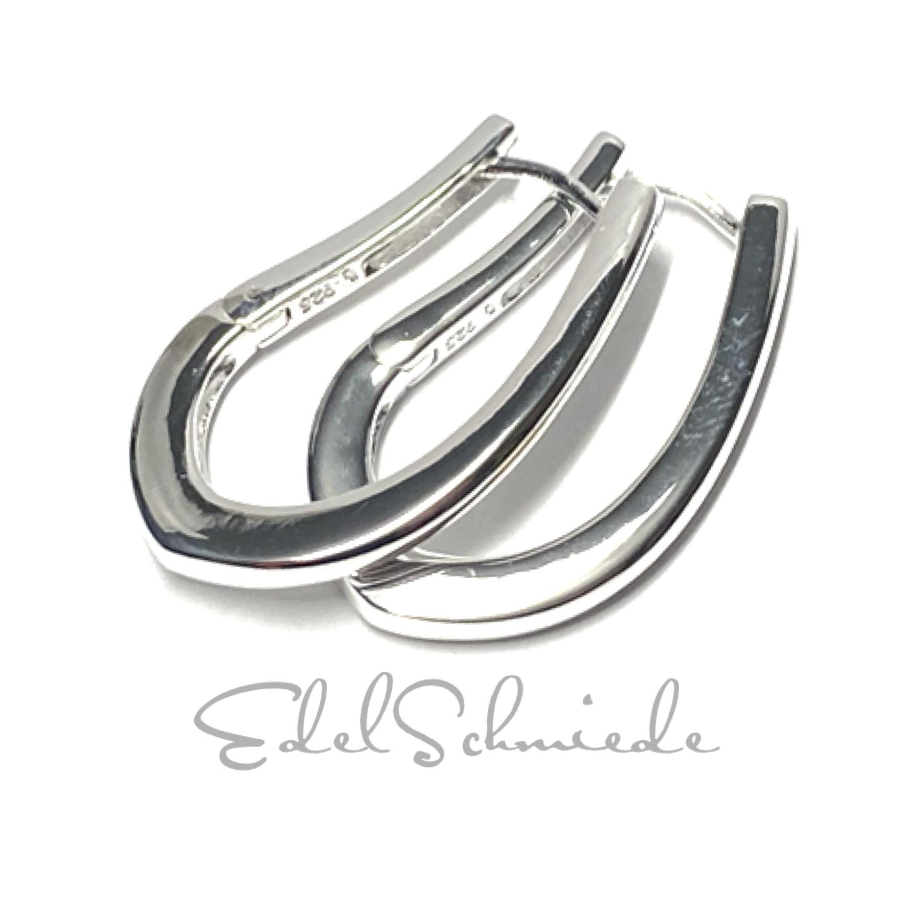 Ohrring 925/ - Silber Glanz Moderne Form Scharniercreole Creole Tropfen von EdelSchmiede925