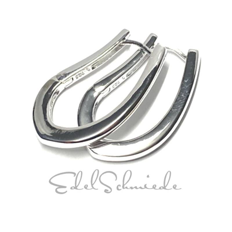 Ohrring 925/ - Silber Glanz Moderne Form Scharniercreole Creole Tropfen von EdelSchmiede925
