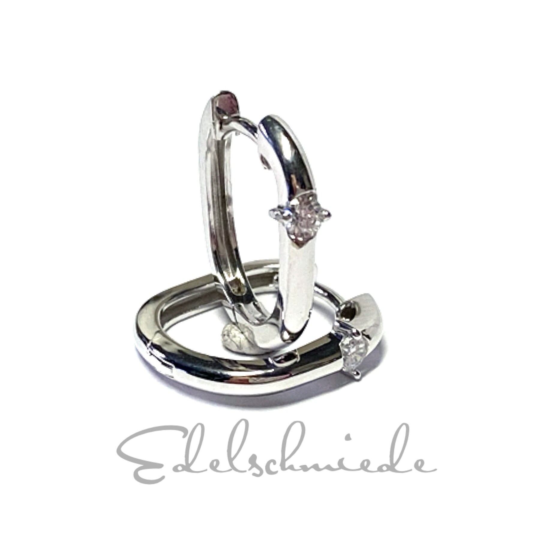 Ohrring 925/ - Silber Rhodiniert Creole Modern Poliert Einfarbig Oval Zirkonia Ohrring 925/ - Silber Rhodiniert Creole Modern Poliert Einfarbig Oval Zirkonia von EdelSchmiede925