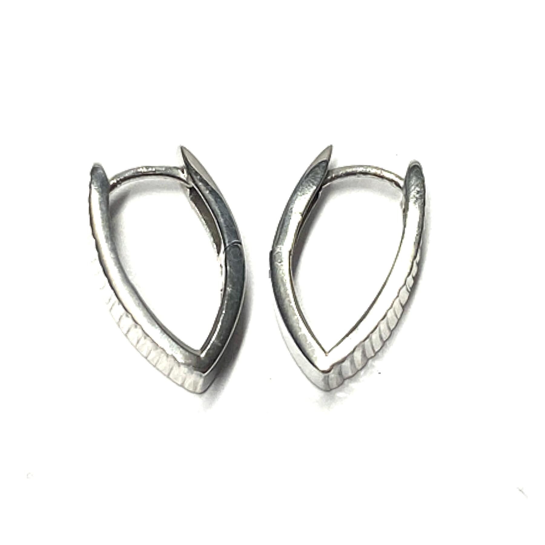 Ohrring 925/ - Silber Rhodiniert Diamantiert Moderne Form Scharniercreole Creole Spitzoval von EdelSchmiede925