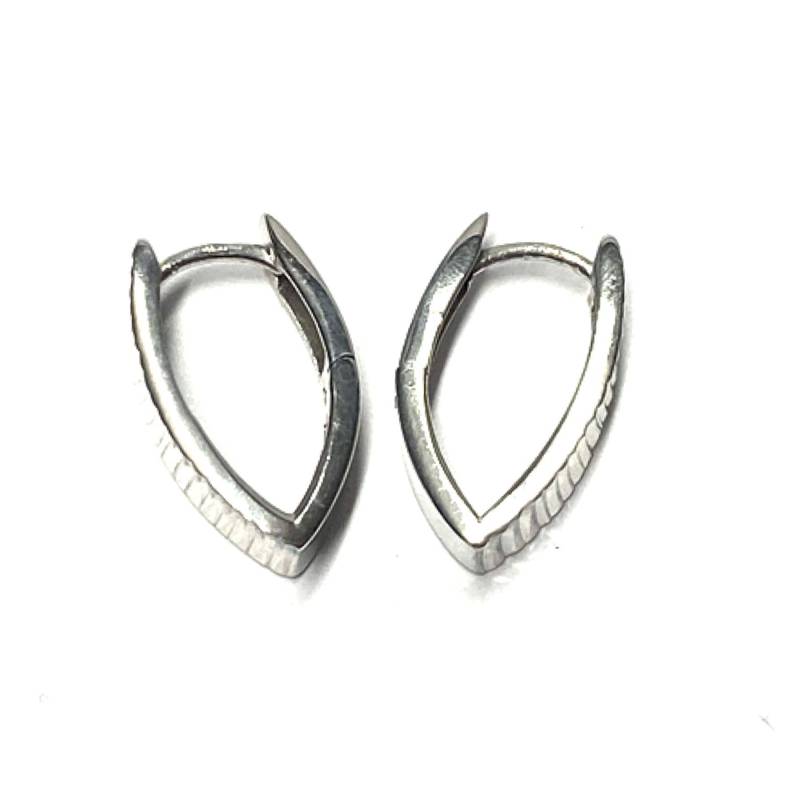 Ohrring 925/ - Silber Rhodiniert Diamantiert Moderne Form Scharniercreole Creole Spitzoval von EdelSchmiede925