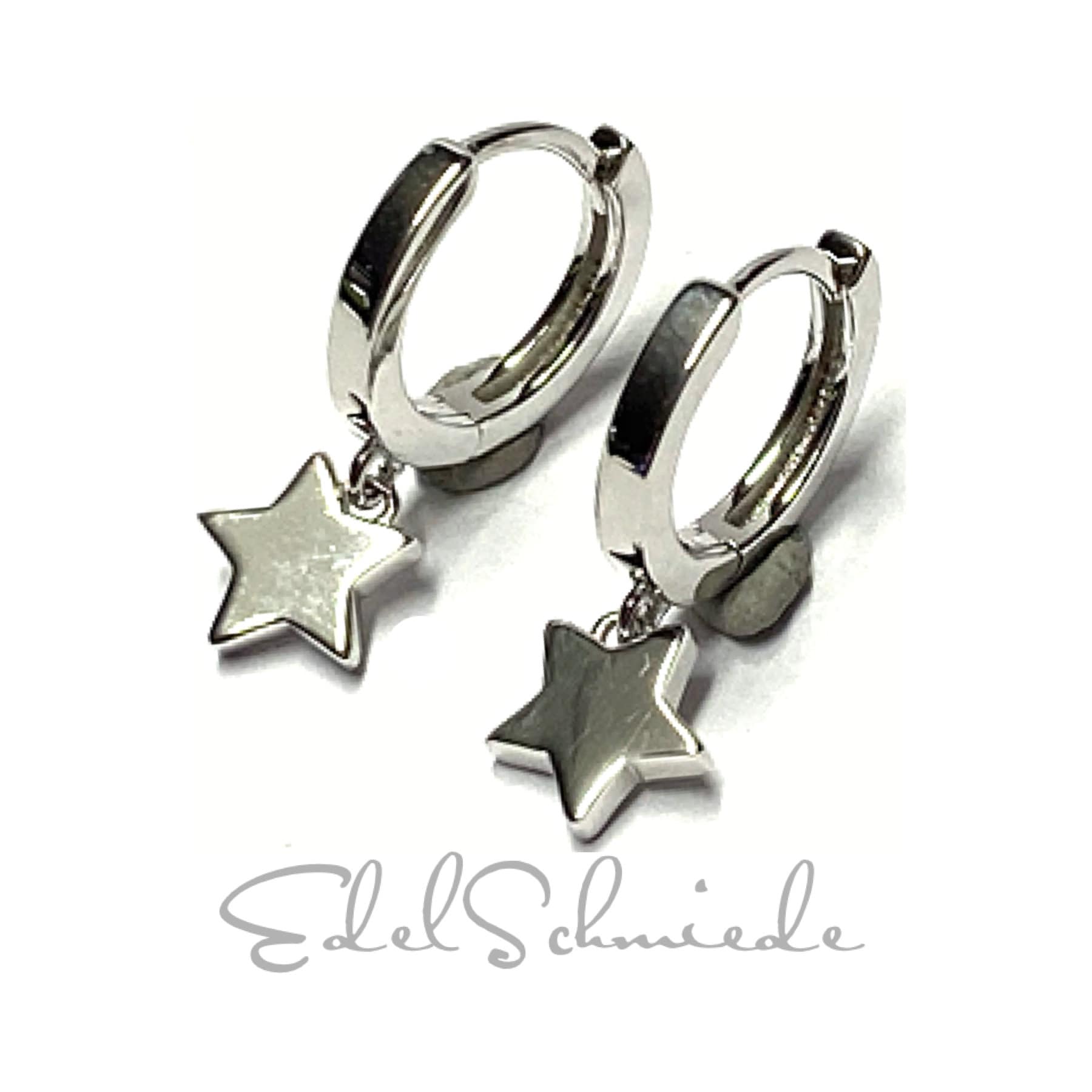 Ohrring 925/ - Silber Rhodiniert Einhänger Stern Creole Scharniercreole Ohrring 925/ - Silber Rhodiniert Einhänger Stern Creole Scharniercreole von EdelSchmiede925