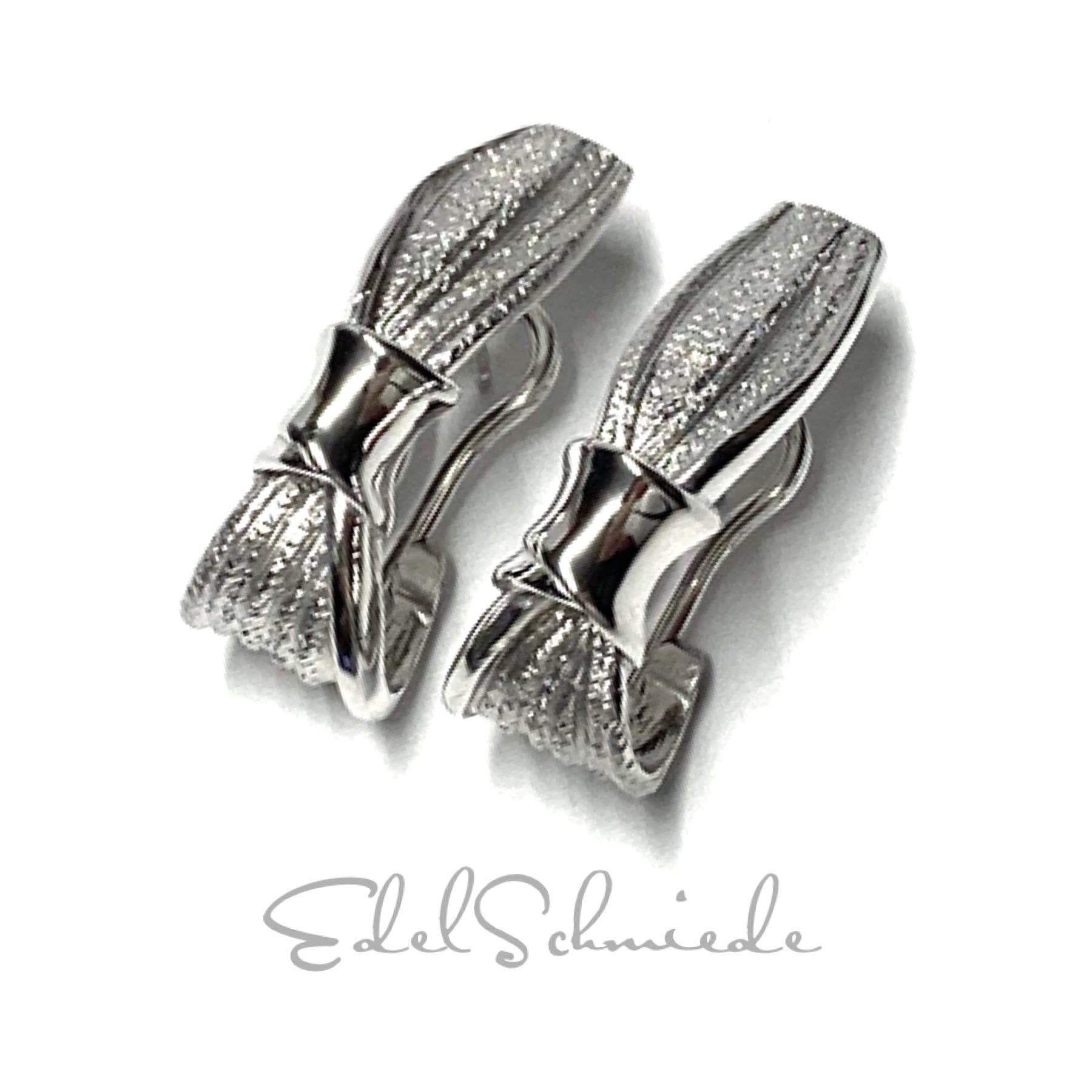 Ohrringe 925/ - Silber Rhodiniert Strukturiert Modern Diamantierung Klipstecker Ohrstecker von EdelSchmiede925