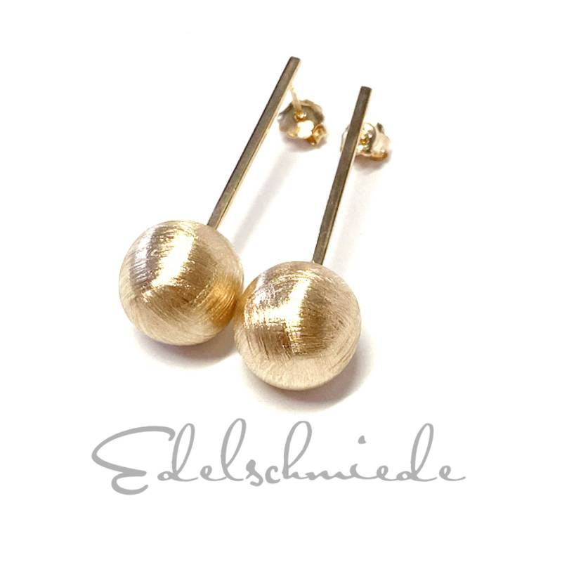 Ohrstecker 925/ - Sterling Silber Vergoldet Mit Großer Mattierter Kugel 16 Mm von EdelSchmiede925