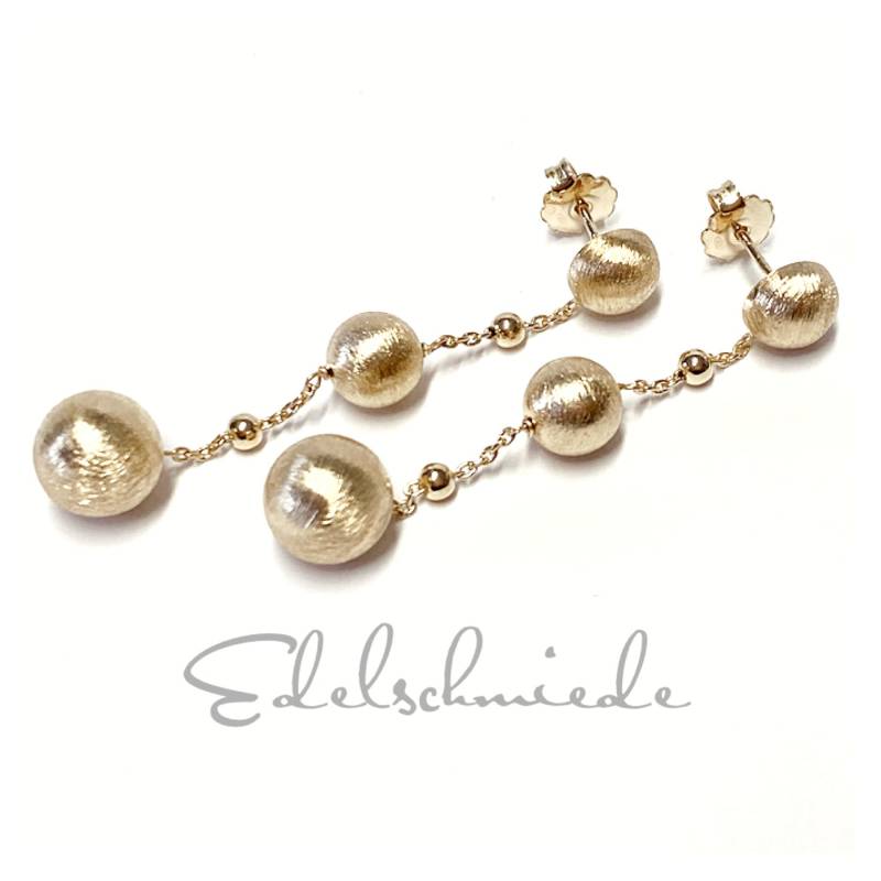 Ohrstecker 925/ - Sterling Silber Vergoldet Mit Mattierten Kugeln 10 Mm von EdelSchmiede925