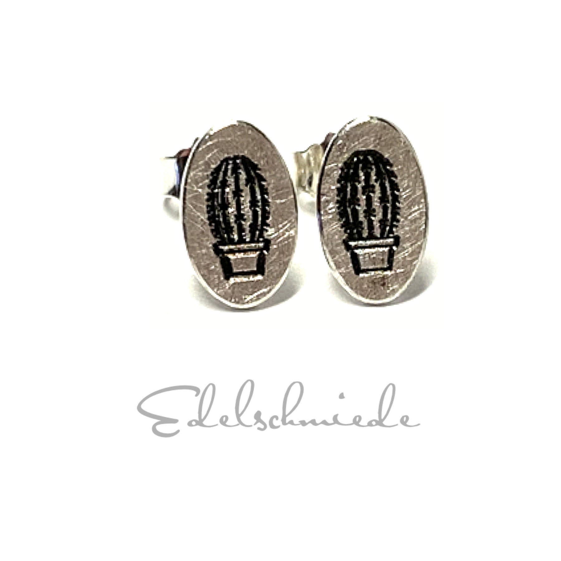 Ohrstecker 925 Silber Eismatt Kaktus Geschwärzt Oval 6 X 10mm Ohrstecker 925 Silber Eismatt Kaktus Geschwärzt Oval 6 X 10mm von EdelSchmiede925