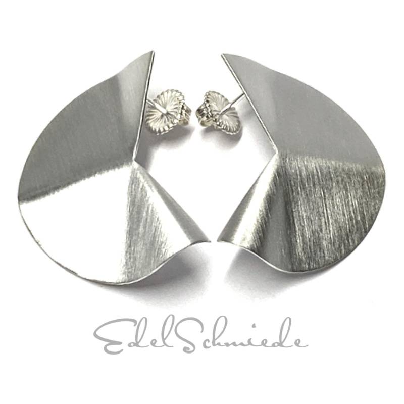 Ohrstecker 925 Silber Matt Ausgefallen Modern Einfarbig Ohrschmuck Üppig von EdelSchmiede925