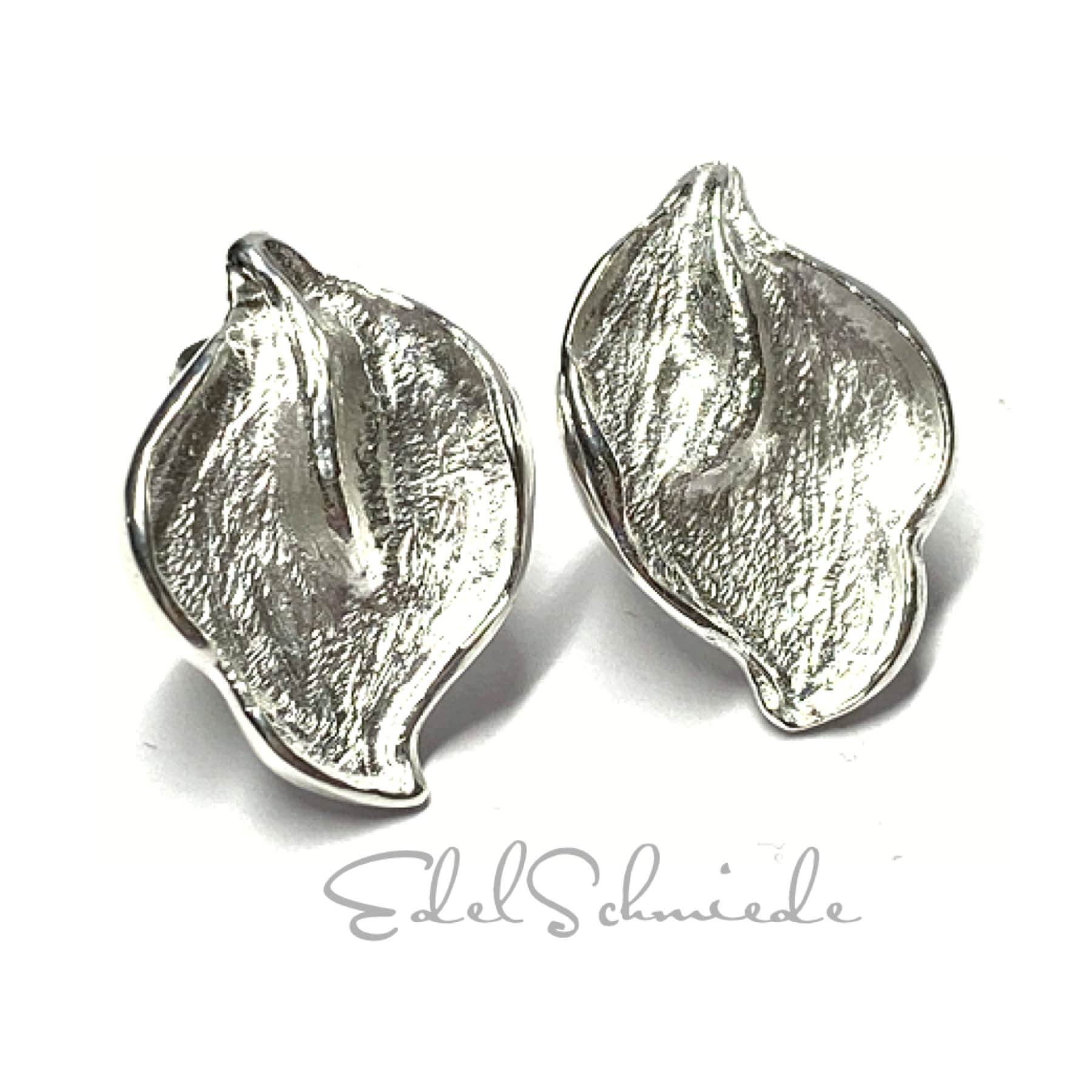 Ohrstecker 925 Silber Matt Strukturiert Ohrring Florale Form Modern Ohrstecker 925 Silber Matt Strukturiert Ohrring Florale Form Modern von EdelSchmiede925