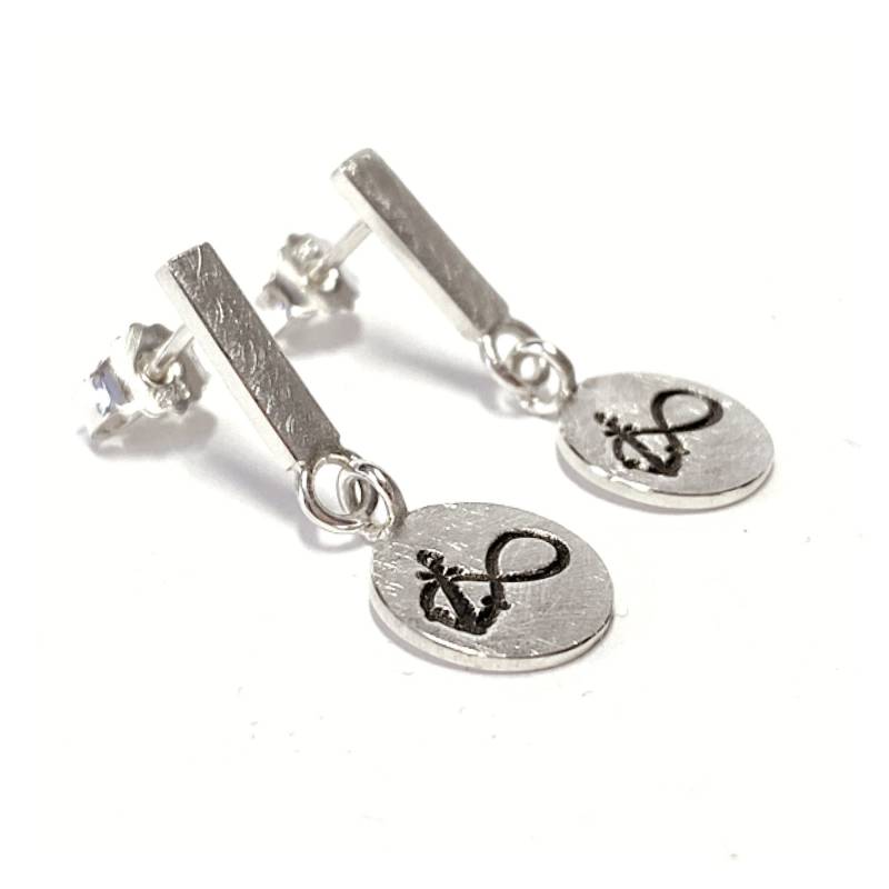 Ohrstecker 925 Silber Matt Unendlichkeit Und Anker Geschwärzt von EdelSchmiede925