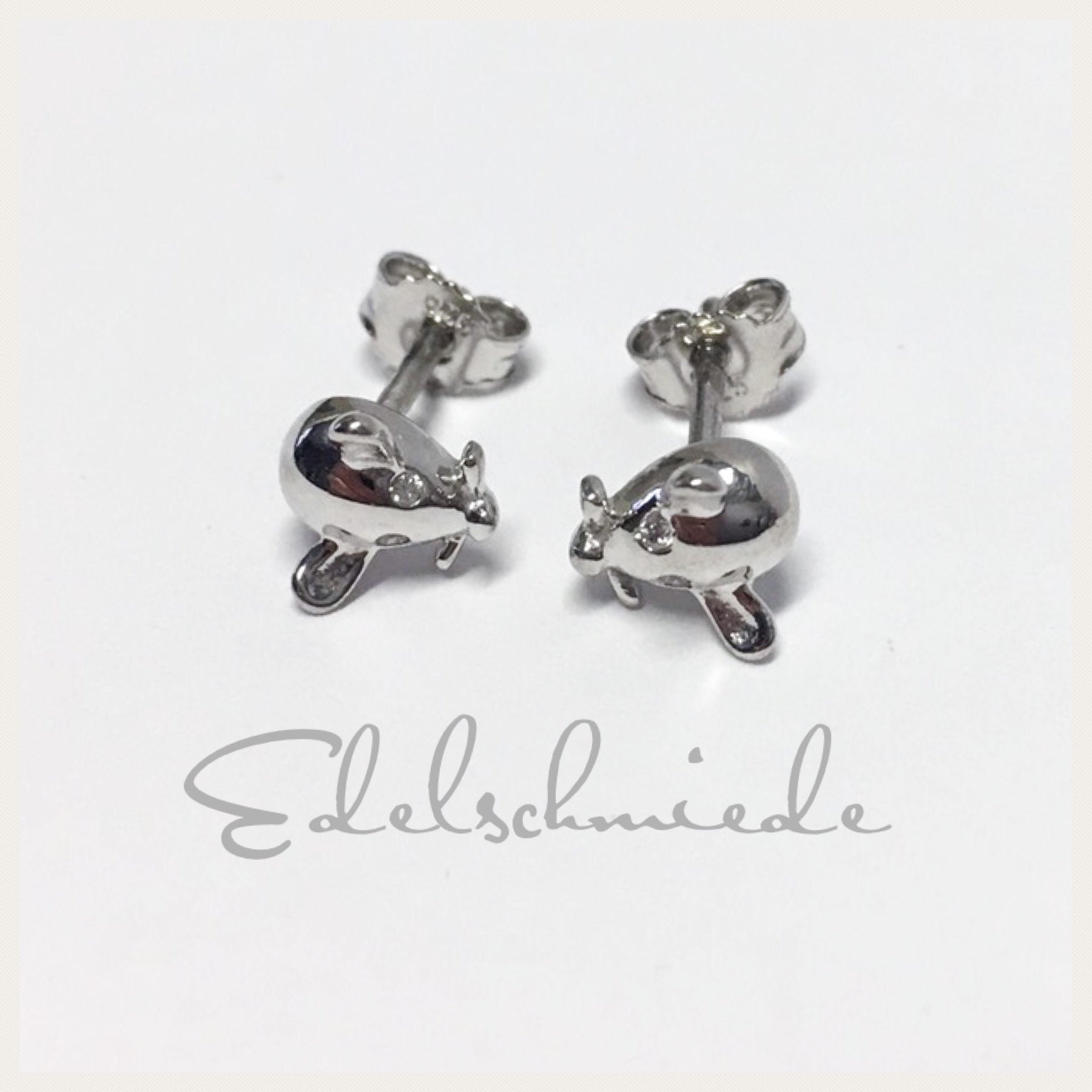 Ohrstecker Maus in 925/ - Sterling Silber Rhod. M Zirkonia Ohrstecker Maus in 925/ - Sterling Silber Rhod. M Zirkonia von EdelSchmiede925