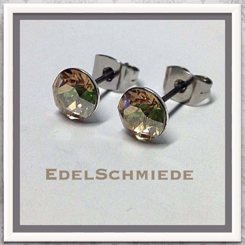 Ohrstecker Modeschmuck | Stift = Titan M Swarovski Golden Shadow von EdelSchmiede925