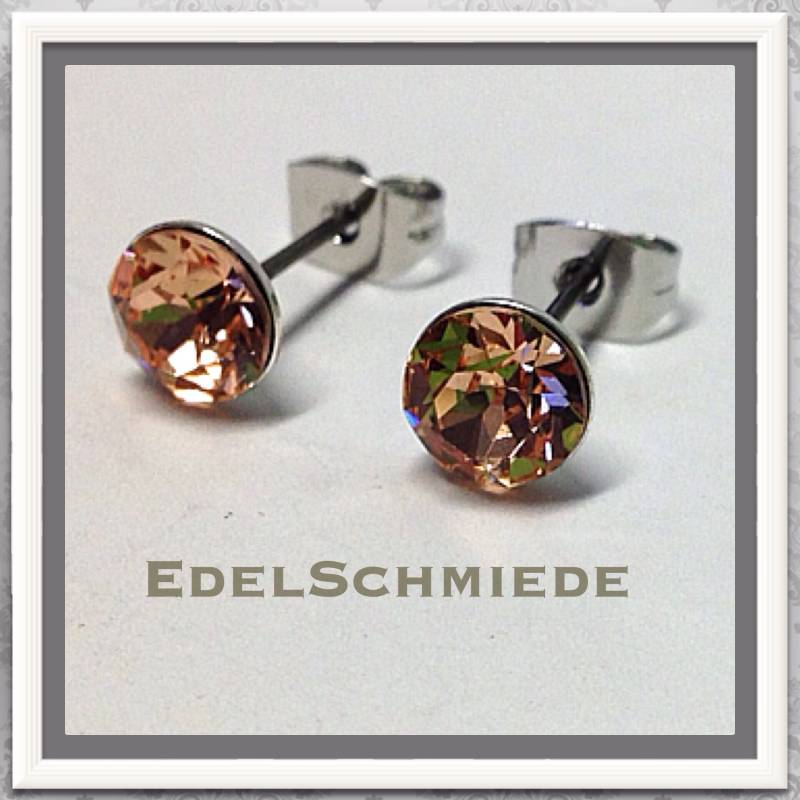 Ohrstecker Modeschmuck | Stift = Titan M Swarovski Light Peach von EdelSchmiede925
