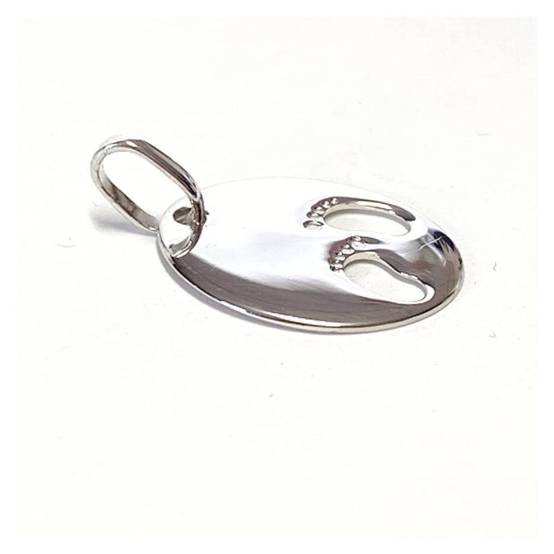 Ovale Gravurplatte 925 Silber Baby Füßchen - Gravierbar von EdelSchmiede925