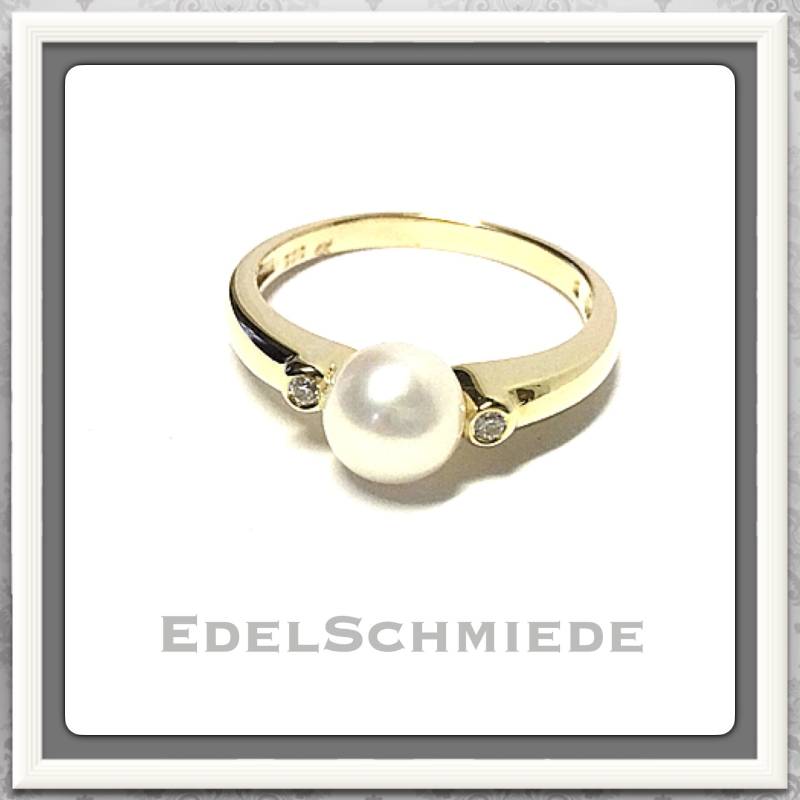 Perlenring 333 Gg Gelbgold Zirkonia + Swp Goldring Ring #60 von EdelSchmiede925