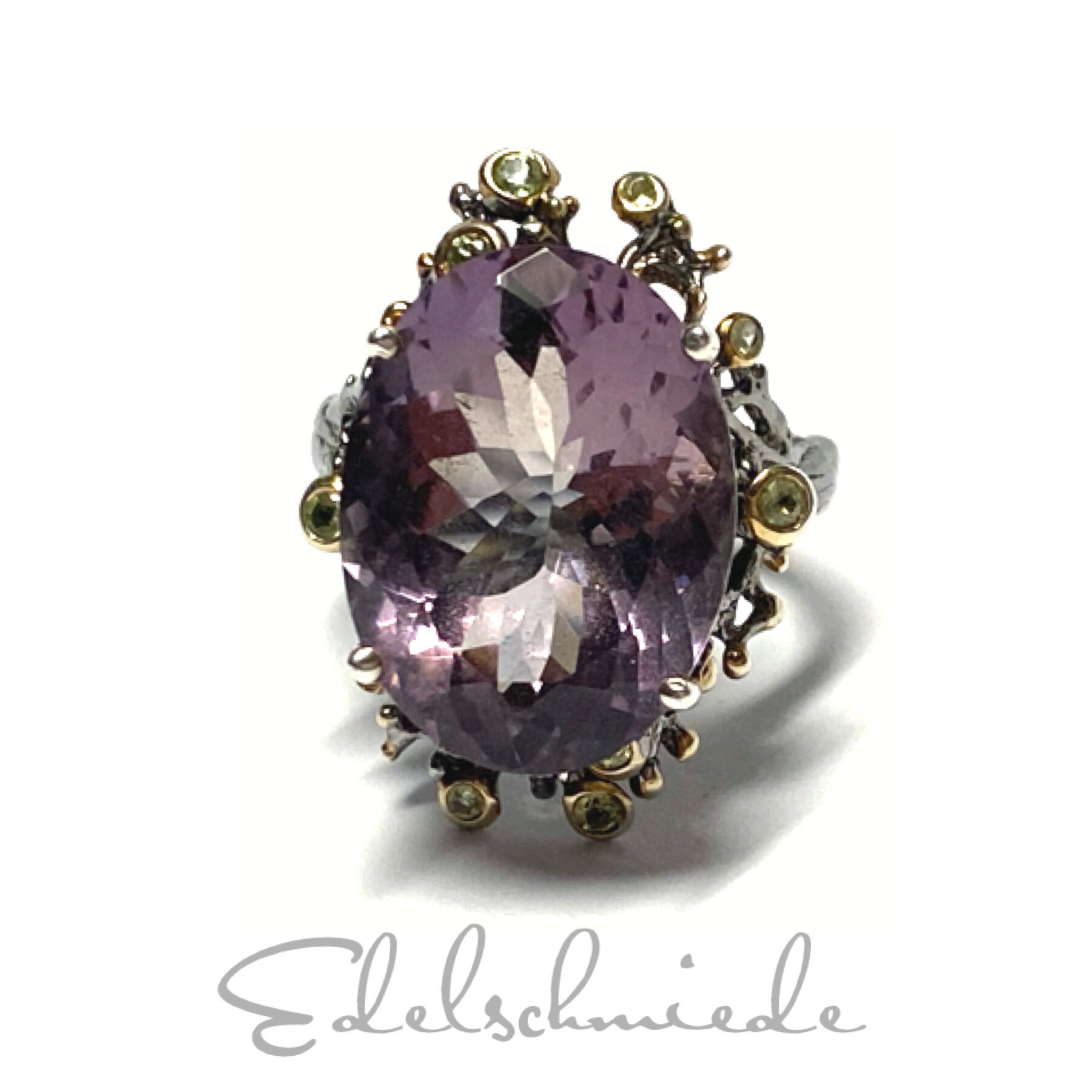 Ring 925 Silber Amethyst Geschwärzt Peridot Teilweise Vergoldet Unkatschmuck Einzelstück #60 Ring 925 Silber Amethyst Geschwärzt Peridot Teilweise Vergoldet Unkatschmuck Einzelstück #60 von EdelSchmiede925
