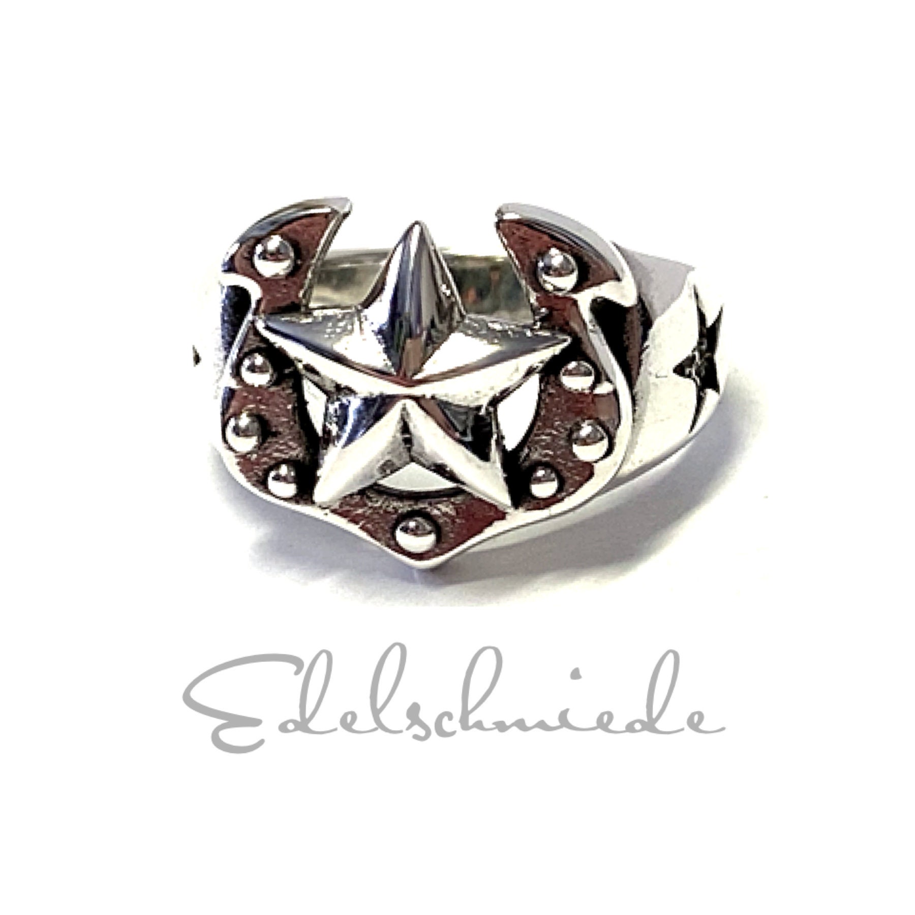 Ring 925 Silber Geschwärzt Stern Motiv Rustikal #58 von EdelSchmiede925