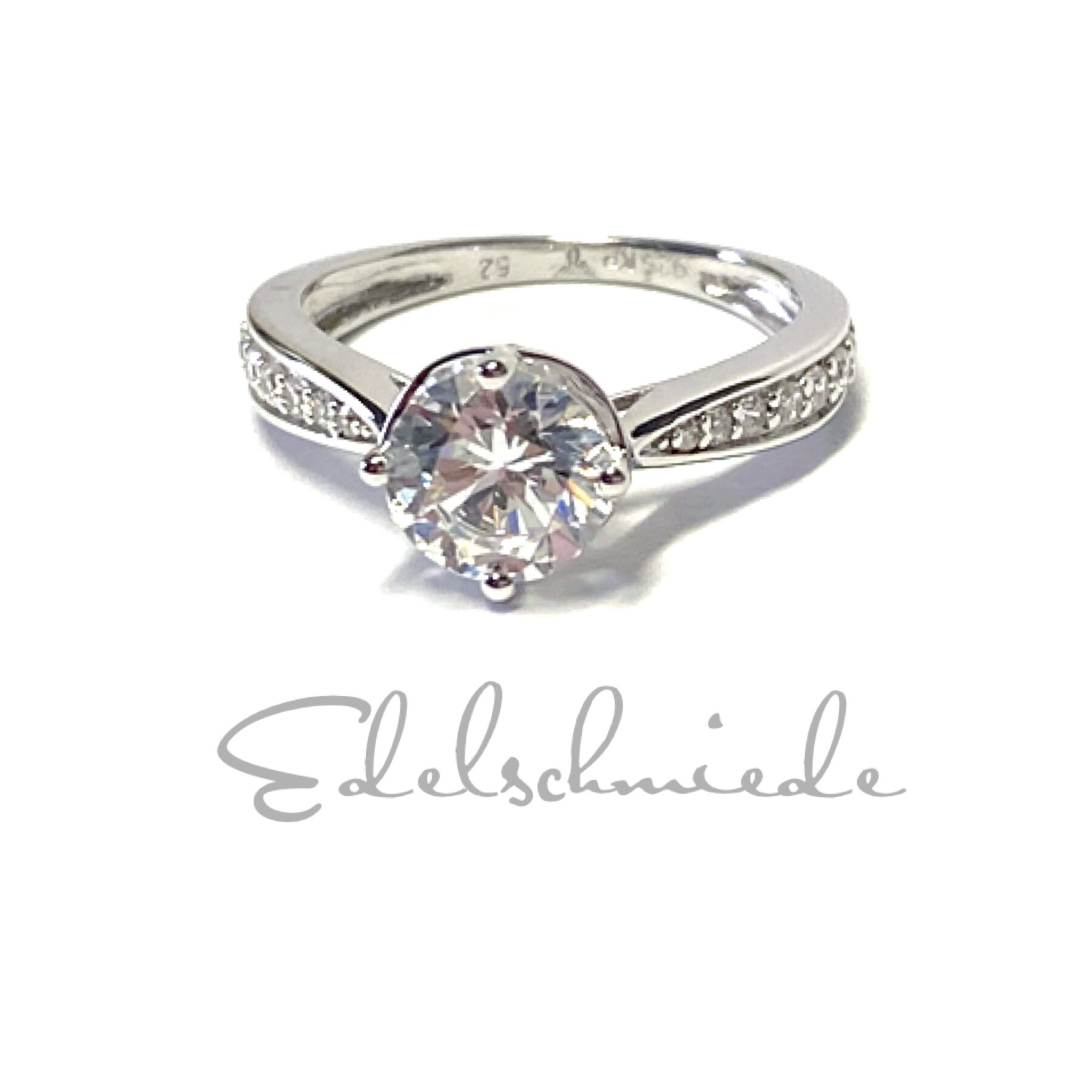 Ring 925 Silber Rhodiniert Zirkonia Verlobungsring Antragsring #52 Ring 925 Silber Rhodiniert Zirkonia Verlobungsring Antragsring #52 von EdelSchmiede925