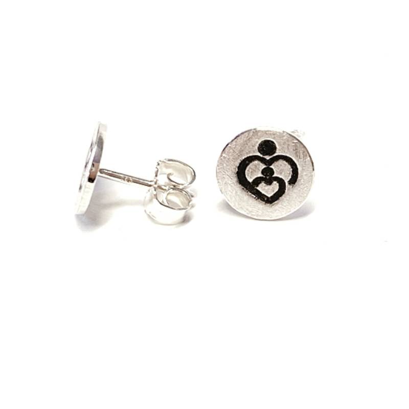 Runde Ohrstecker 925/- Sterling Silber Mutter - Kind Motiv Geschwärzt 9mm von EdelSchmiede925