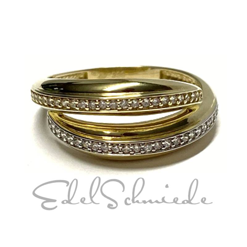 Schmuckring 333/ - Gold Bicolor Zirkonia Glanz Ring Goldring #55 von EdelSchmiede925