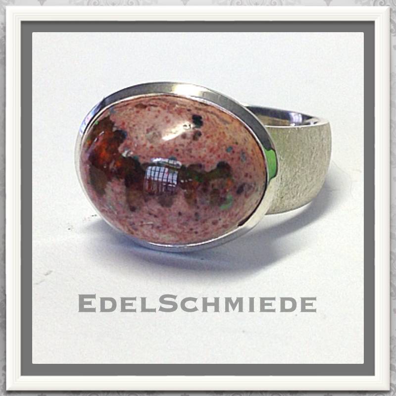 Silberring 925 Silber Feueropal Im Muttergestein Cabochon Freie Form #58 von EdelSchmiede925