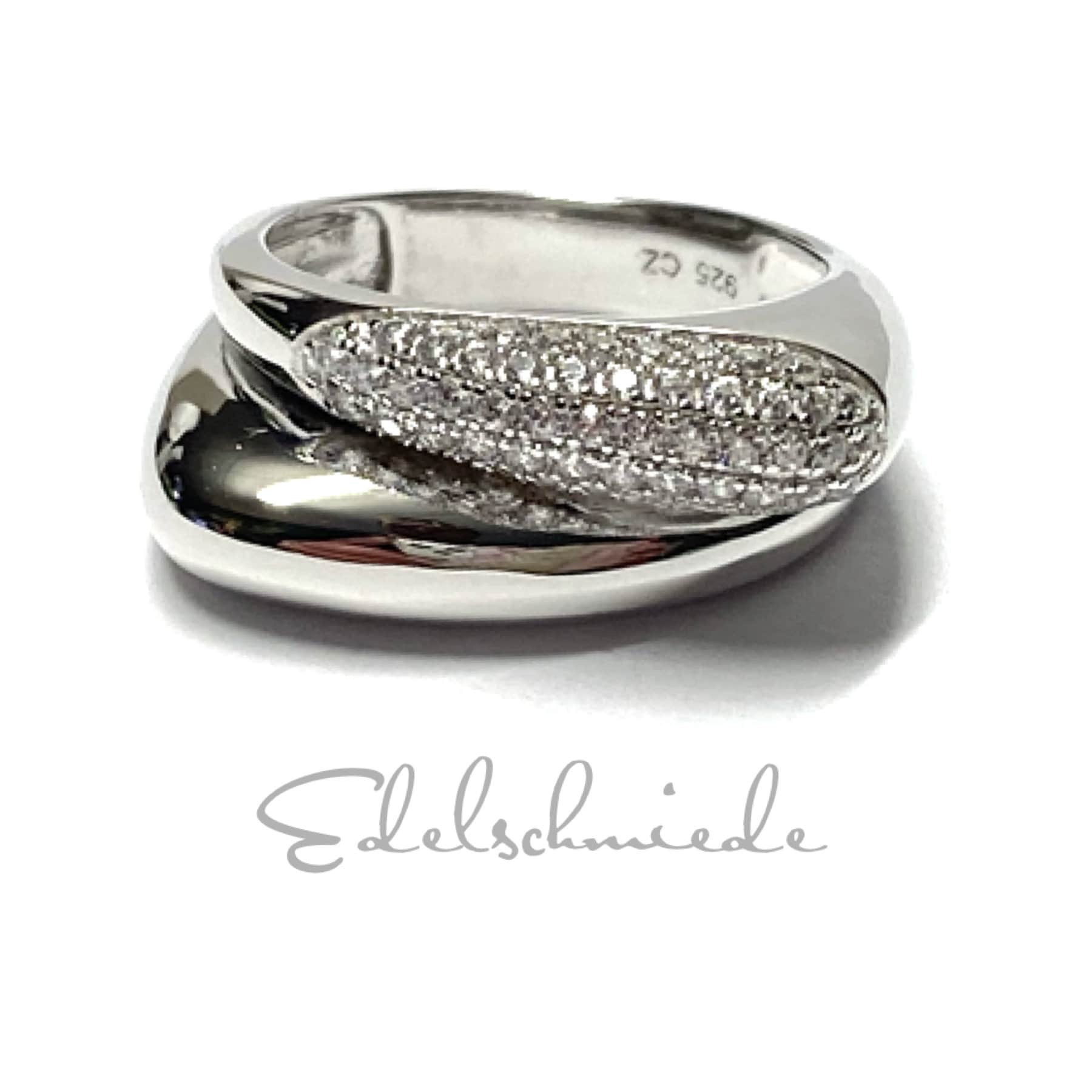 Silberring 925 Silber Rhodiniert Zirkonia Poliert Schmuckring #53 von EdelSchmiede925