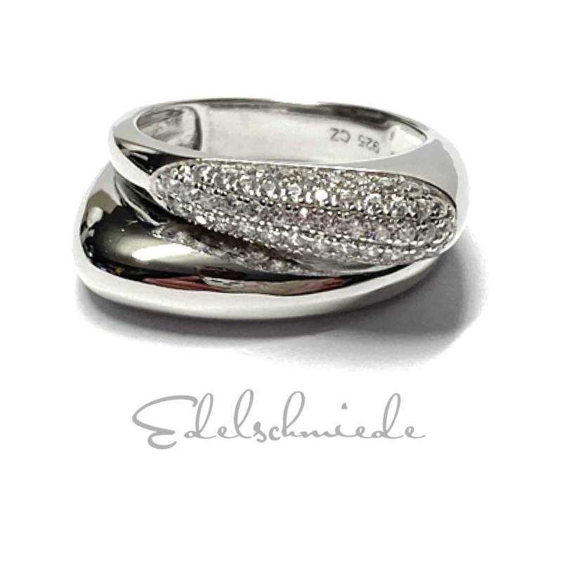Silberring 925 Silber Rhodiniert Zirkonia Poliert Schmuckring #53 von EdelSchmiede925
